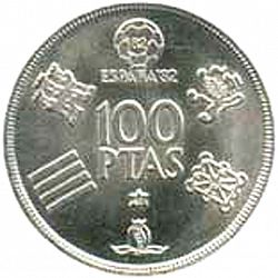 Large Reverse for 100 Pesetas 1980 coin