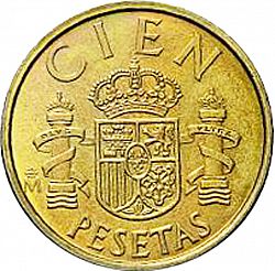 Large Reverse for 100 Pesetas 1982 coin