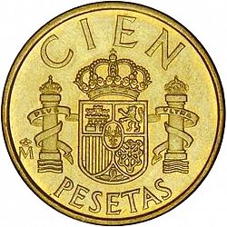 Large Reverse for 100 Pesetas 1983 coin