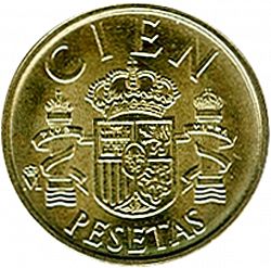 Large Reverse for 100 Pesetas 1990 coin