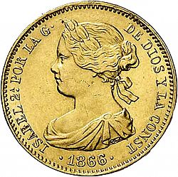 Large Obverse for 10 Escudos 1866 coin