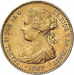 Large Obverse for 10 Escudos 1867 coin