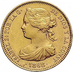 Large Obverse for 10 Escudos 1868 coin