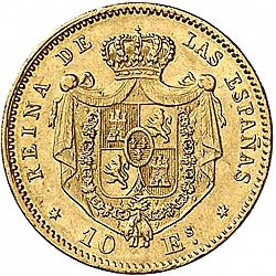 Large Reverse for 10 Escudos 1865 coin