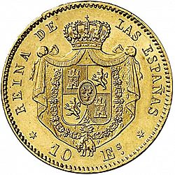 Large Reverse for 10 Escudos 1866 coin