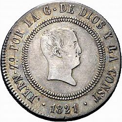 Large Obverse for 10 Reales 1821 coin