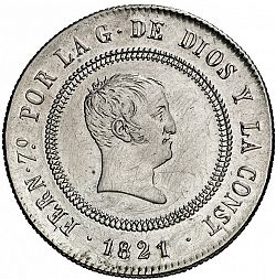 Large Obverse for 10 Reales 1821 coin