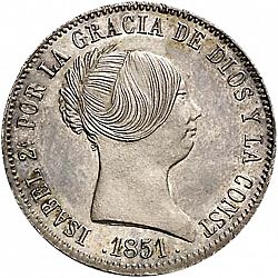 Large Obverse for 10 Reales 1851 coin