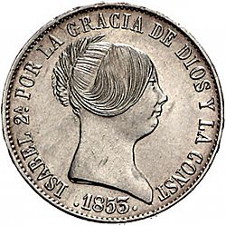 Large Obverse for 10 Reales 1853 coin