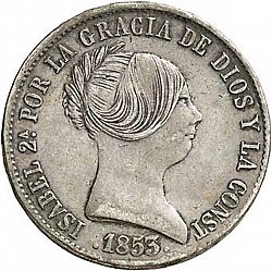Large Obverse for 10 Reales 1853 coin