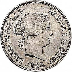 Large Obverse for 10 Reales 1860 coin