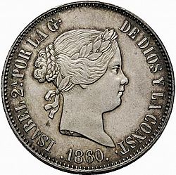 Large Obverse for 10 Reales 1860 coin