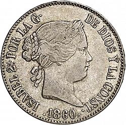 Large Obverse for 10 Reales 1860 coin