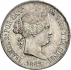 Large Obverse for 10 Reales 1863 coin