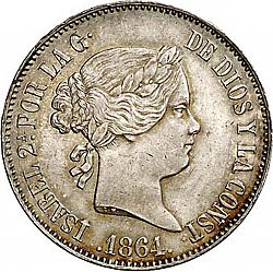 Large Obverse for 10 Reales 1864 coin