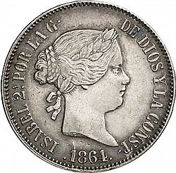 Large Obverse for 10 Reales 1864 coin