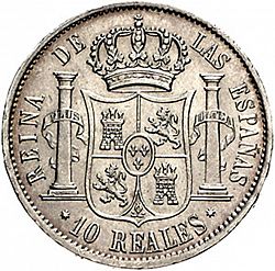 Large Reverse for 10 Reales 1853 coin