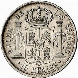 Large Reverse for 10 Reales 1853 coin