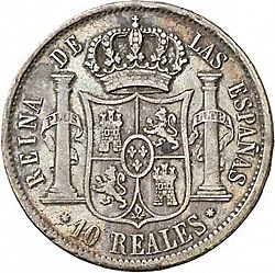 Large Reverse for 10 Reales 1853 coin