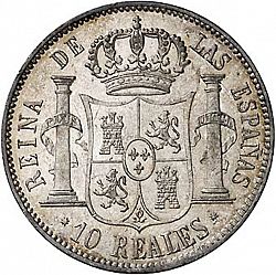 Large Reverse for 10 Reales 1854 coin
