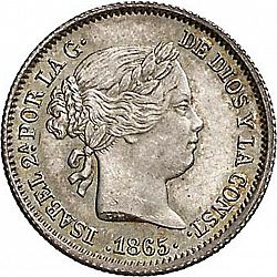 Large Obverse for 10 Céntimos Escudo 1865 coin