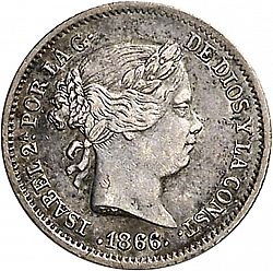 Large Obverse for 10 Céntimos Escudo 1866 coin