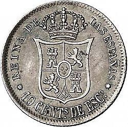 Large Reverse for 10 Céntimos Escudo 1865 coin