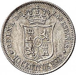 Large Reverse for 10 Céntimos Escudo 1866 coin