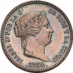 Large Obverse for 10 Céntimos Real 1854 coin
