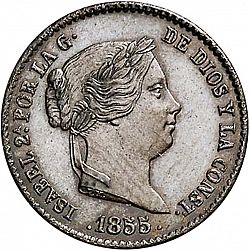 Large Obverse for 10 Céntimos Real 1855 coin