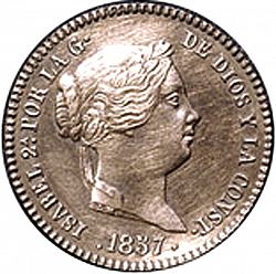 Large Obverse for 10 Céntimos Real 1857 coin