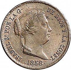 Large Obverse for 10 Céntimos Real 1858 coin