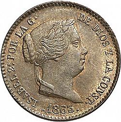 Large Obverse for 10 Céntimos Real 1863 coin