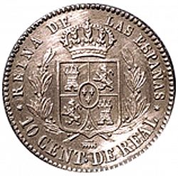 Large Reverse for 10 Céntimos Real 1857 coin