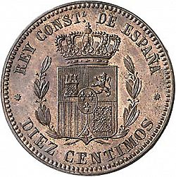 Large Reverse for 10 Céntimos 1877 coin
