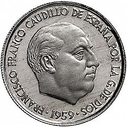 Large Obverse for 10 Céntimos 1959 coin