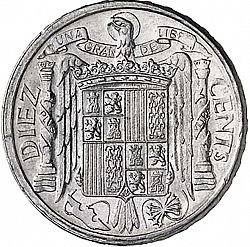 Large Reverse for 10 Céntimos 1940 coin