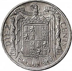 Large Reverse for 10 Céntimos 1953 coin
