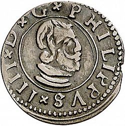 Large Obverse for 16 Maravedies 1664 coin