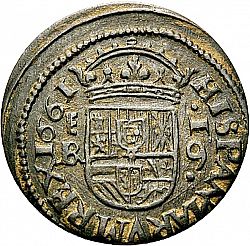 Large Reverse for 16 Maravedies 1661 coin