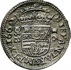 Large Reverse for 16 Maravedies 1662 coin