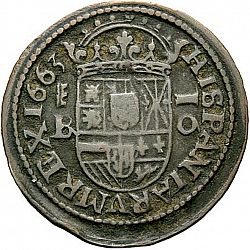 Large Reverse for 16 Maravedies 1663 coin