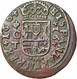 Large Reverse for 16 Maravedies 1664 coin