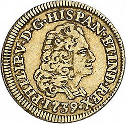 Large Obverse for 1 Escudo 1739 coin