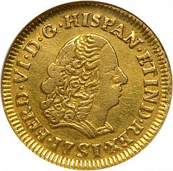 Large Obverse for 1 Escudo 1751 coin