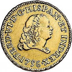 Large Obverse for 1 Escudo 1756 coin