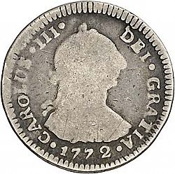 Large Obverse for 1 Real 1772 coin