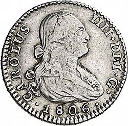 Large Obverse for 1 Real 1806 coin