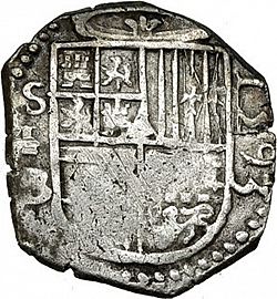 Large Obverse for 1 Real 1593 coin