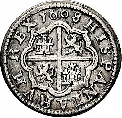 Large Reverse for 1 Real 1608 coin